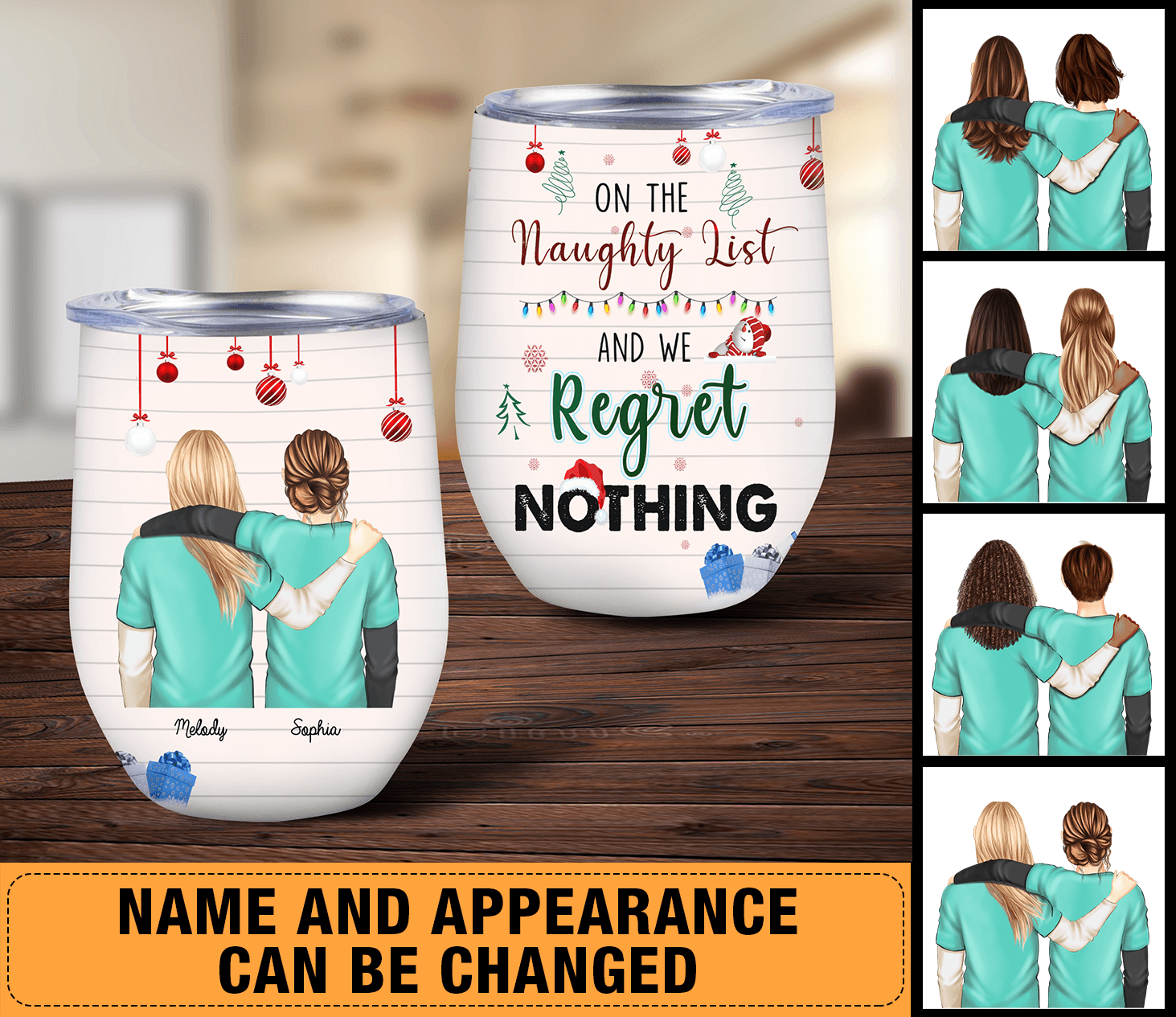 On The Naughty List And We Regret Nothing Nurse Personalized Wine Tumbler, Personalized Gift for Nurse - WT001PS02 - BMGifts (formerly Best Memorial Gifts)