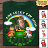 One Lucky Cat Mom Cat Personalized Shirt, Personalized St Patrick's Day Gift for Cat Lovers, Cat Dad, Cat Mom - TS577PS01 - BMGifts