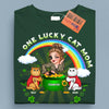 One Lucky Cat Mom Cat Personalized Shirt, Personalized St Patrick's Day Gift for Cat Lovers, Cat Dad, Cat Mom - TS577PS01 - BMGifts