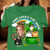 One Lucky Cat Mom Cat Personalized Shirt, Personalized St Patrick's Day Gift for Cat Lovers, Cat Dad, Cat Mom - TS614PS01 - BMGifts