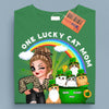 One Lucky Cat Mom Cat Personalized Shirt, Personalized St Patrick's Day Gift for Cat Lovers, Cat Dad, Cat Mom - TS614PS01 - BMGifts