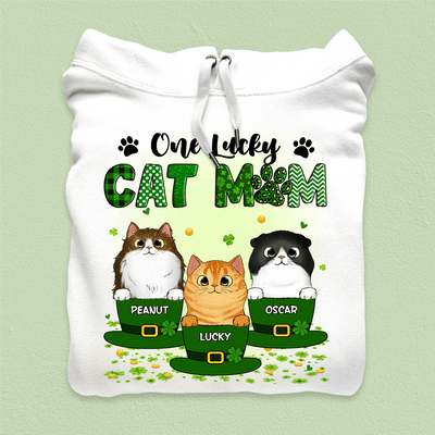 One Lucky Cat Mom Cat Personalized Shirt, St Patrick's Day Gift for Cat Lovers, Cat Mom, Cat Dad - TS612PS02 - BMGifts