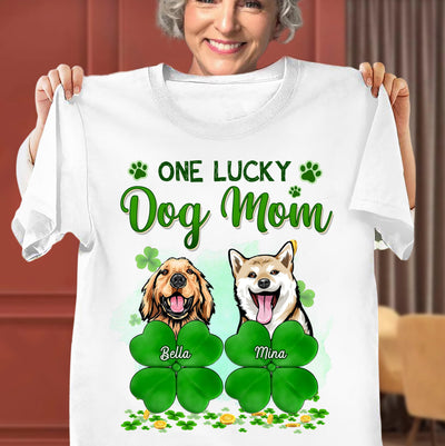 One Lucky Dog Mom Dog Personalized Shirt, St Patrick's Day Gift for Dog Lovers, Dog Dad, Dog Mom - TS591PS02 - BMGifts