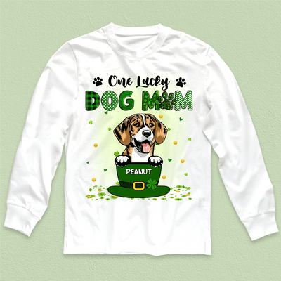 One Lucky Dog Mom Dog Personalized Shirt, St Patrick's Day Gift for Dog Lovers, Dog Dad, Dog Mom - TS613PS02 - BMGifts