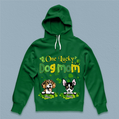 One Lucky Dog Mom Dog Personalized Shirt, St Patrick's Day Gift for Dog Lovers, Dog Dad, Dog Mom - TS617PS02 - BMGifts