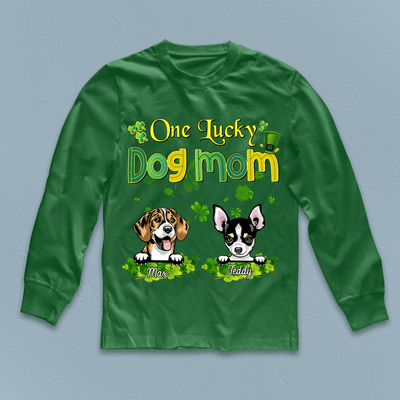 One Lucky Dog Mom Dog Personalized Shirt, St Patrick's Day Gift for Dog Lovers, Dog Dad, Dog Mom - TS617PS02 - BMGifts