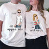 Opposites Attract Couple Personalized Couple T-shirts, Valentine Gift for Couples, Husband, Wife, Parents, Lovers - SS002PS02 - BMGifts