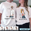 Opposites Attract Couple Personalized Couple T-shirts, Valentine Gift for Couples, Husband, Wife, Parents, Lovers - SS002PS02 - BMGifts