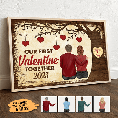 Our First Valentine Couple Personalized Poster, Valentine Gift for Couples, Husband, Wife, Parents, Lovers - PT025PS02 - BMGifts