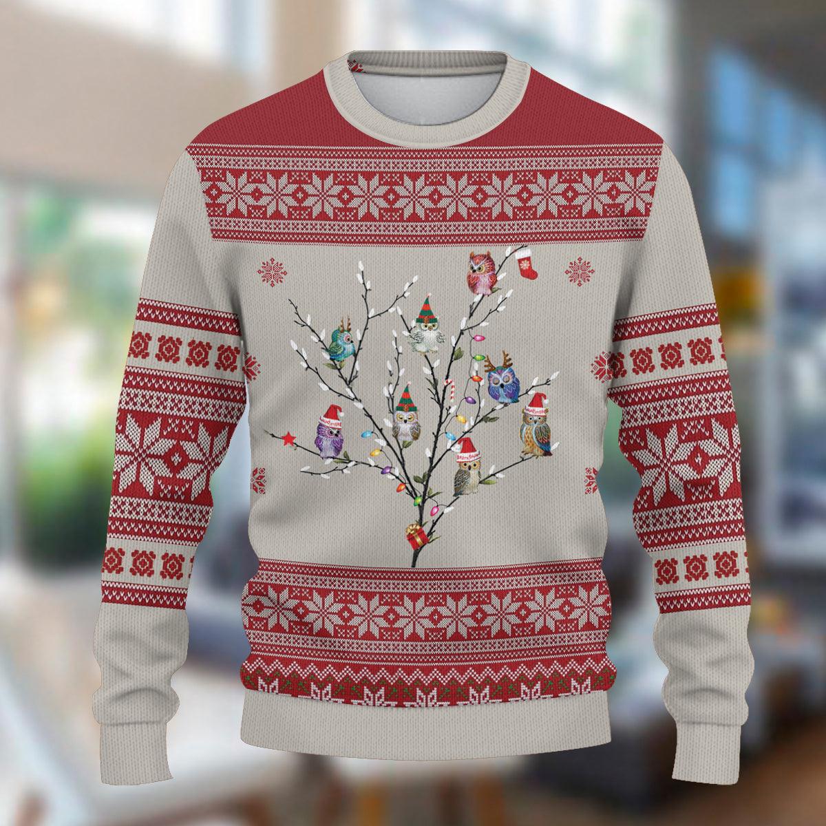 Owl Knitted Sweater, Gift for Owl Lovers - KN033PA06 - BMGifts (formerly Best Memorial Gifts)