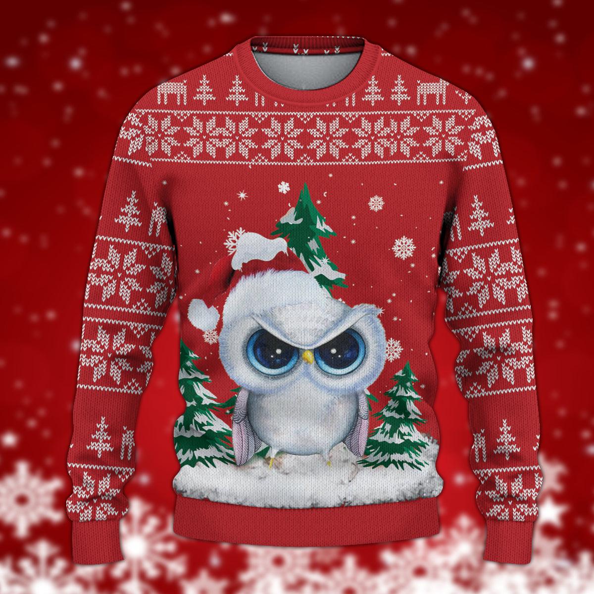 Owl Knitted Sweater, Gift for Owl Lovers - KN046PA06 - BMGifts (formerly Best Memorial Gifts)