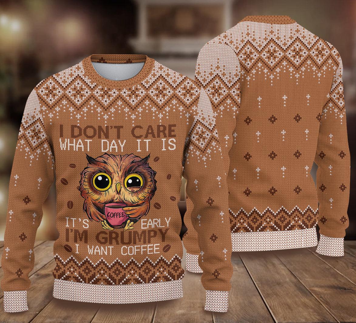 Owl Knitted Sweater, Gift for Owl Lovers - KN060PA06 - BMGifts (formerly Best Memorial Gifts)