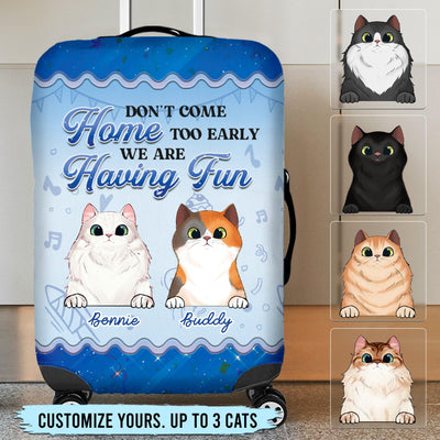 Party While Owner Was Away Personalized Cat Luggage Cover, Personalized Gift for Cat Lovers, Cat Mom, Cat Dad - LC015PS06 - BMGifts (formerly Best Memorial Gifts)