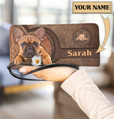 Personalized Bulldog Clutch Purse, Personalized Gift for Dog Lovers, Dog Dad, Dog Mom - PU377PS - BMGifts