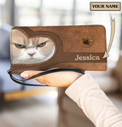 Personalized Cat Clutch Purse, Personalized Gift for Cat Lovers, Cat Mom, Cat Dad - PU738PS - BMGifts