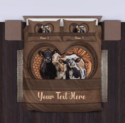Personalized Cow Bedding Set, Personalized Gift for Farmers, Cow Lovers, Chicken Lovers - BD046PS06 - BMGifts