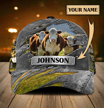 Personalized Cow Classic Cap, Personalized Gift for Farmers, Cow Lovers, Chicken Lovers - CP050CT - BMGifts
