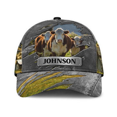 Personalized Cow Classic Cap, Personalized Gift for Farmers, Cow Lovers, Chicken Lovers - CP050CT - BMGifts