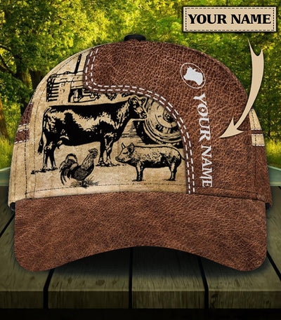 Personalized Cow Classic Cap, Personalized Gift for Farmers, Cow Lovers, Chicken Lovers - CP342PS - BMGifts