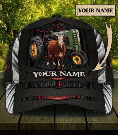 Personalized Cow Classic Cap, Personalized Gift for Farmers, Cow Lovers, Chicken Lovers - CP994PS - BMGifts