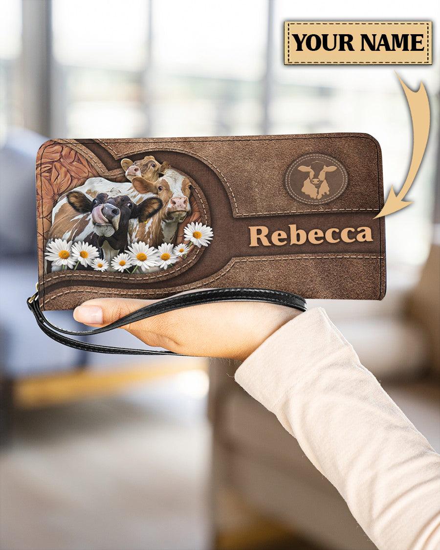 Personalized Cow Clutch Purse, Personalized Gift for Farmers, Cow Lovers, Chicken Lovers - PU123PS - BMGifts