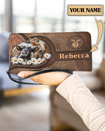 Personalized Cow Clutch Purse, Personalized Gift for Farmers, Cow Lovers, Chicken Lovers - PU123PS - BMGifts