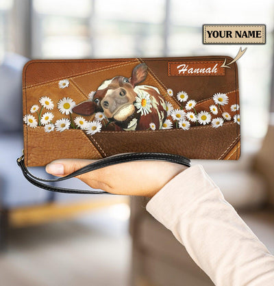 Personalized Cow Clutch Purse, Personalized Gift for Farmers, Cow Lovers, Chicken Lovers - PU1362PS - BMGifts