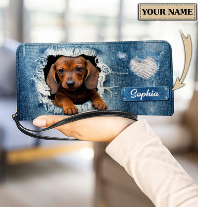 Personalized Dachshund Clutch Purse, Personalized Gift for Dachshund Lovers - PU1583PS - BMGifts