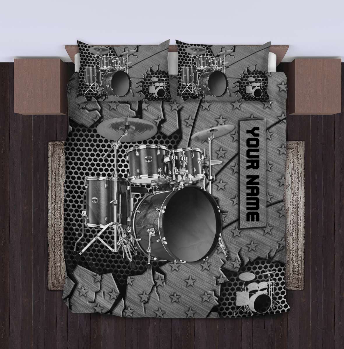 Personalized Drum Bedding Set, Personalized Gift for Music Lovers, Drum Lovers - BD224PS06 - BMGifts