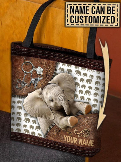 Personalized Elephant All Over Tote Bag, Personalized Gift for Elephant Lovers - TO043PS06 - BMGifts