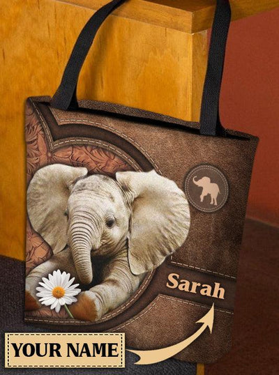 Personalized Elephant All Over Tote Bag, Personalized Gift for Elephant Lovers - TO112PS - BMGifts