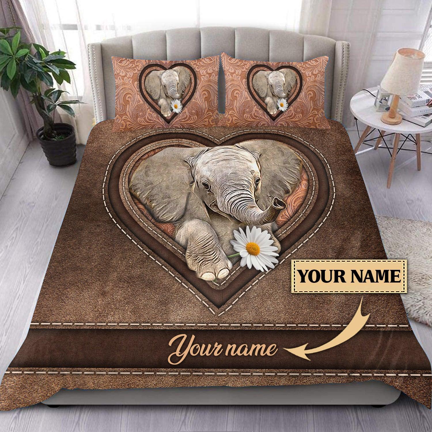Personalized Elephant Bedding Set, Personalized Gift for Elephant Lovers - BD103PS - BMGifts