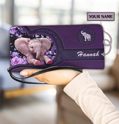 Personalized Elephant Clutch Purse, Personalized Gift for Elephant Lovers - PU1336PS - BMGifts
