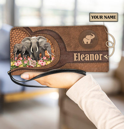 Personalized Elephant Clutch Purse, Personalized Gift for Elephant Lovers - PU1558PS - BMGifts