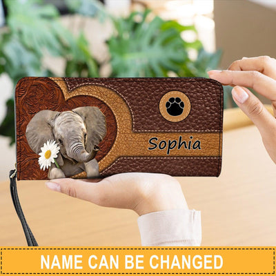 Personalized Elephant Clutch Purse, Personalized Gift for Elephant Lovers - PU279PS06 - BMGifts