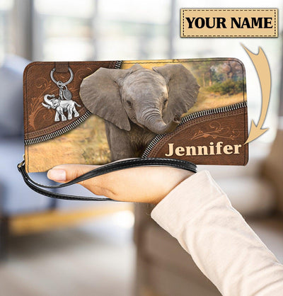 Personalized Elephant Clutch Purse, Personalized Gift for Elephant Lovers - PU711PS - BMGifts