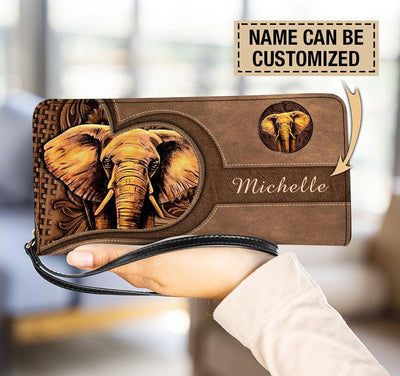 Personalized Elephant Clutch Purse, Personalized Gift for Elephant Lovers - PU716PS - BMGifts