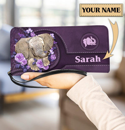 Personalized Elephant Clutch Purse, Personalized Gift for Elephant Lovers - PU762PS - BMGifts