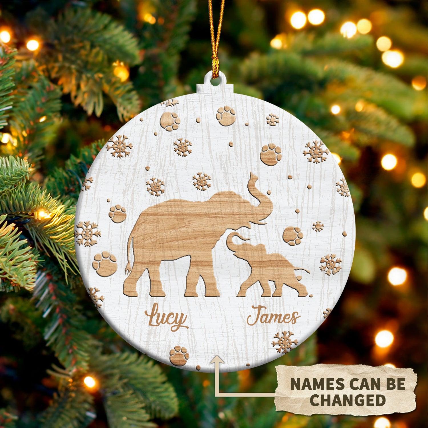 Personalized Elephant Custom Shaped Ornament, Personalized Gift for Elephant Lovers, Personalized Christmas Gift - WO046PS06 - BMGifts