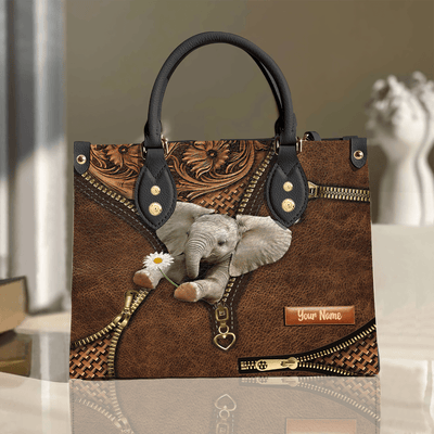 Personalized Elephant Leather Handbag Personalized Gift for