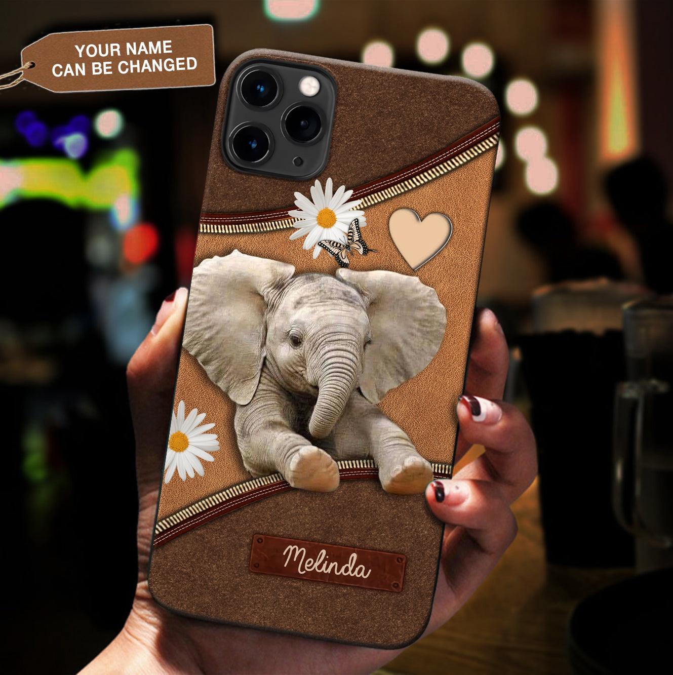 Personalized Elephant Phone Case, Personalized Gift for Elephant Lovers - PC102PS06 - BMGifts (formerly Best Memorial Gifts)