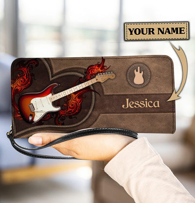 Personalized Guitar Clutch Purse, Personalized Gift for Music Lovers, Guitar Lovers - PU1318PS - BMGifts