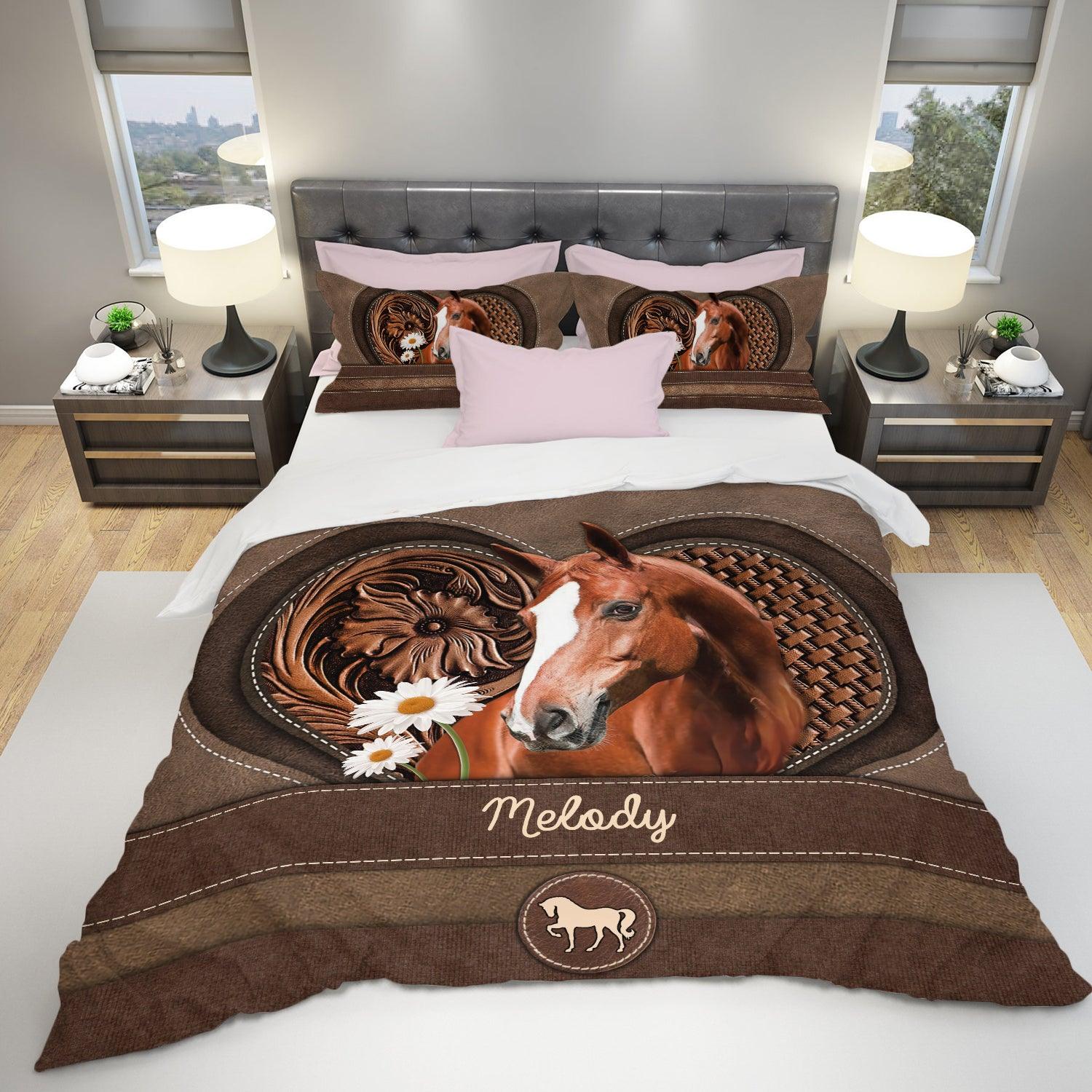 Personalized Horse Bedding Set, Personalized Gift for Horse Lovers - BD242PS06 - BMGifts (formerly Best Memorial Gifts)
