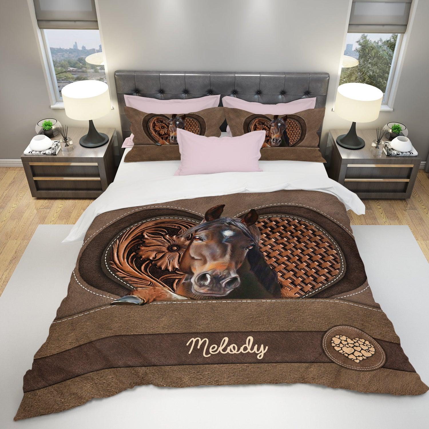 Personalized Horse Bedding Set, Personalized Gift for Horse Lovers - BD244PS06 - BMGifts (formerly Best Memorial Gifts)