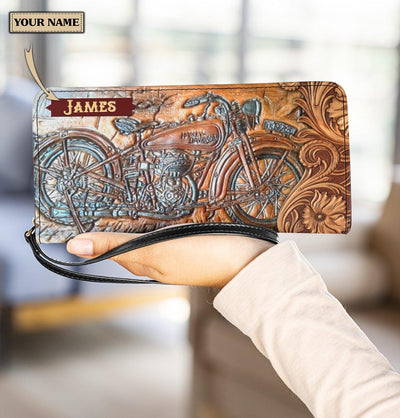 Personalized Motorcycle Clutch Purse, Personalized Gift for Motorcycle Lovers, Motorcycle Riders - PU1571PS - BMGifts