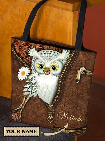 Personalized Owl All Over Tote Bag, Personalized Gift for Owl Lovers - TO338PS - BMGifts