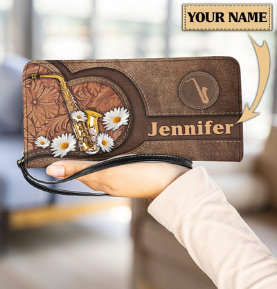 Personalized Saxophone Clutch Purse, Personalized Gift for Music Lovers, Saxophone Lovers - PU171PS - BMGifts