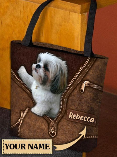 Personalized Shihtzu All Over Tote Bag, Personalized Gift for Shihtzu Lovers - TO148PS - BMGifts