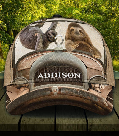 Personalized Sloth Classic Cap, Personalized Gift for Sloth Lovers - CP735PS - BMGifts