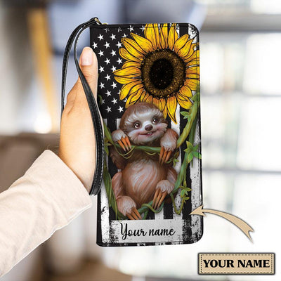 Personalized Sloth Clutch Purse, Personalized Gift for Sloth Lovers - PU325PS - BMGifts